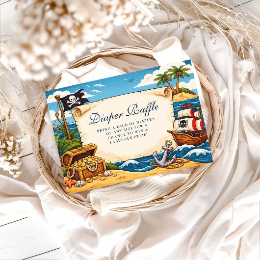 Whimsical Pirate Ship Adventure Diapper Raffle Informatiekaartje