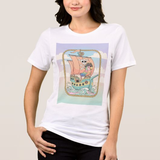 Whimsical Pirate Ship & Parrot T-Shirt Design – AD (Voorkant)