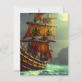 Whimsical Pirate Ship Triptych Feestdagenkaart (Voorkant)