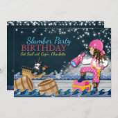 Whimsical Pirate Slumber Party verjaardagsuitnodig Kaart (Voorkant / Achterkant)