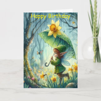 Whimsical Pixie Verjaardag Kaart – Fairy in het bo