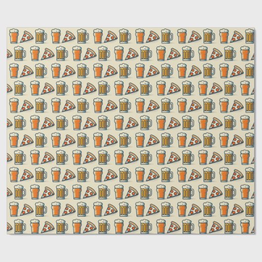 Whimsical Pizza and Beer Pattern Cadeaupapier (Vlak)