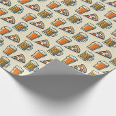 Whimsical Pizza and Beer Pattern Cadeaupapier (Hoek)