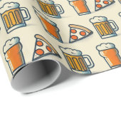 Whimsical Pizza and Beer Pattern Cadeaupapier (Rol Hoek)