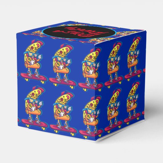 Whimsical Pizza Party Cube Bedankdoosjes (Achterkant)