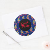 Whimsical Pizza Party Ronde Sticker (Envelop)