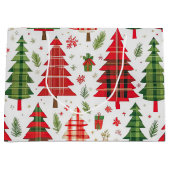 Whimsical Plaid kerstboom patroon vakantie Groot Cadeauzakje (Voorkant)