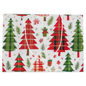 Whimsical Plaid kerstboom patroon vakantie Groot Cadeauzakje (Achterkant)