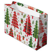 Whimsical Plaid kerstboom patroon vakantie Groot Cadeauzakje (Achterkant Gekanteld)