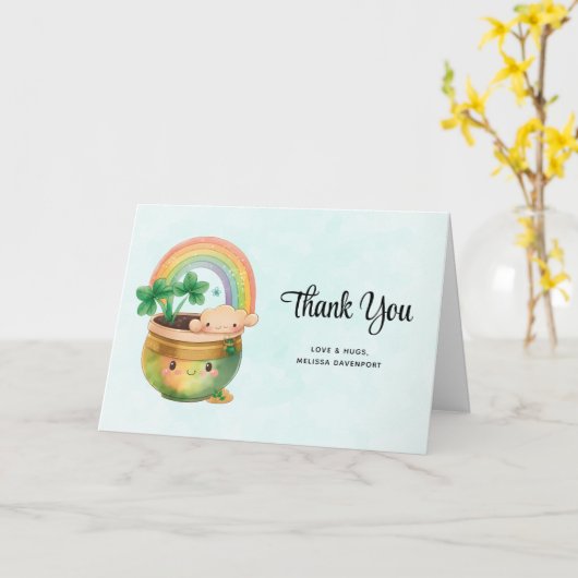 Whimsical Planter met Rainbow & Clover Hartelijk d Kaart (Gele Bloem)