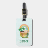 Whimsical Planter met regenboog en klaver Bagagelabel (Voorkant verticaal)