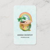 Whimsical Planter met regenboog en klaver Visitekaartje (Voorkant)