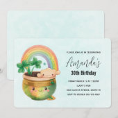 Whimsical Planter met regenboog en klaverdag Kaart (Voorkant / Achterkant)