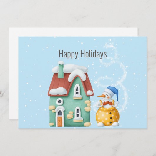 Whimsical Plasticine Snowman  Feestdagenkaart (Voorkant / Achterkant)