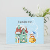 Whimsical Plasticine Snowman  Feestdagenkaart (Staand voorkant)