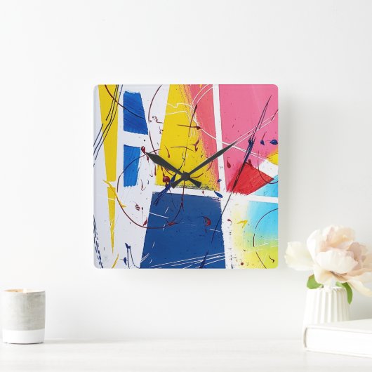 Whimsical Playful Clock Vierkante Klok (Huis)