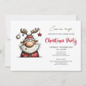 Whimsical Playful Santa Claus Holiday Party Card Kaart (Voorkant)