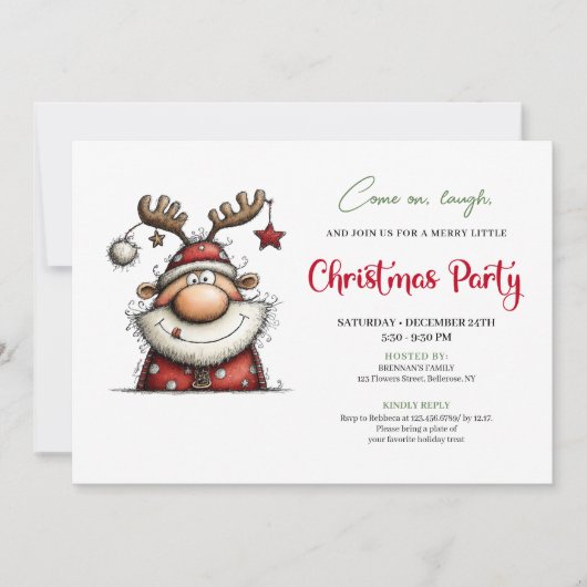 Whimsical Playful Santa Claus Holiday Party Card Kaart (Voorkant)