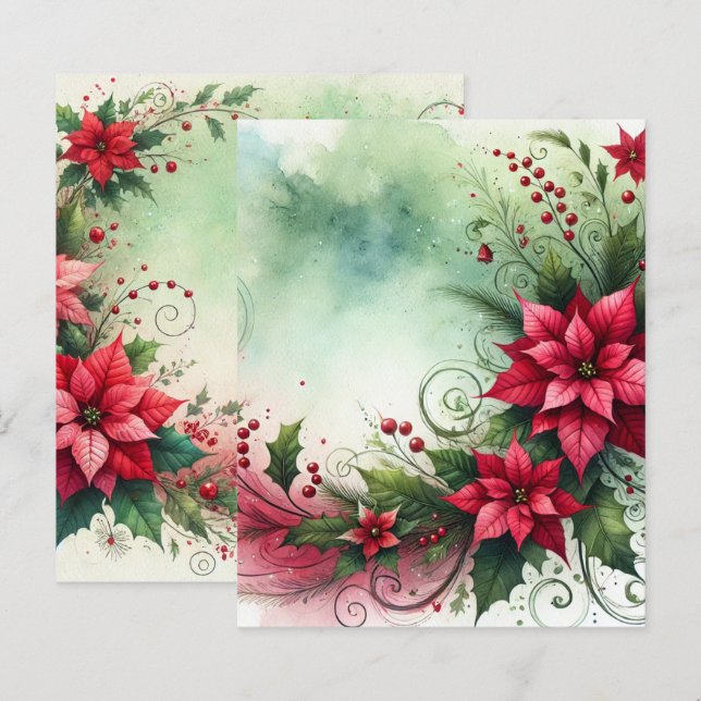 Whimsical Poinsettia Christmas Garland Scrapbook (Voorkant / Achterkant)