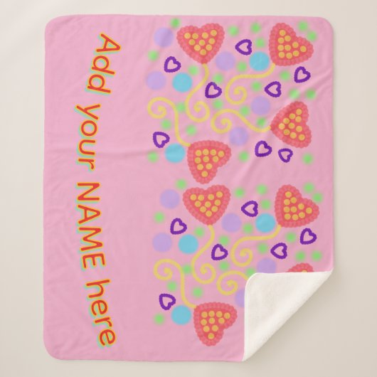 Whimsical Pointillisme Hart Ballonnen met Confetti Sherpa Deken (Voorkant)