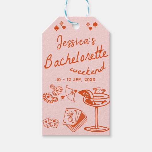 Whimsical Poker Bachelorette Party Weekend Cadeaulabel (Voorkant)