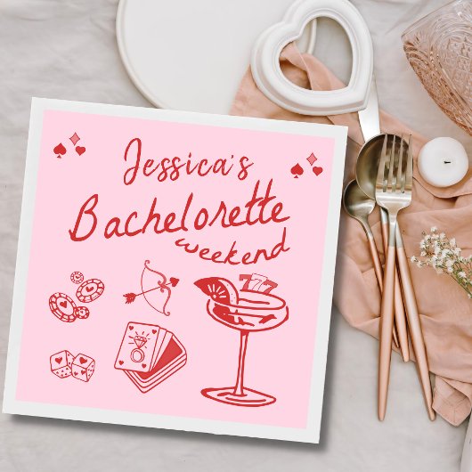 Whimsical Poker Cocktail Bachelorette Party Servet