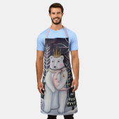 Whimsical Polar Beer en Moon Winter Art Schort (Gedragen)