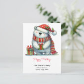 Whimsical Polar Beer Prettige feestdagen in een Sa Briefkaart (Staand voorkant)