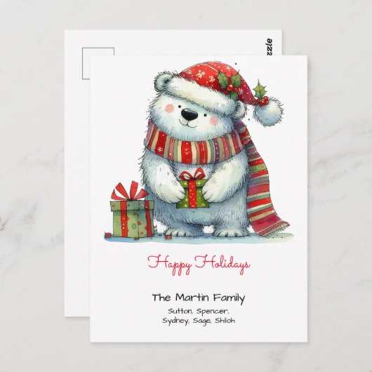 Whimsical Polar Beer Prettige feestdagen in een Sa Briefkaart (Voorkant / Achterkant)