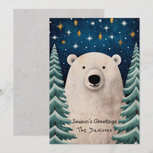Whimsical Polar Beer Vakantie Kaart (Voorkant / Achterkant)