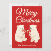 Whimsical Polar Beren met Candy Canes Kerst Feestdagenkaart (Voorkant)