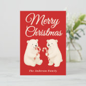 Whimsical Polar Beren met Candy Canes Kerst Feestdagenkaart (Staand voorkant)