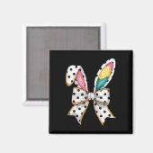 Whimsical Polka Dot Bow Ears Paaszondag Magneet (Voorkant / Achterkant)
