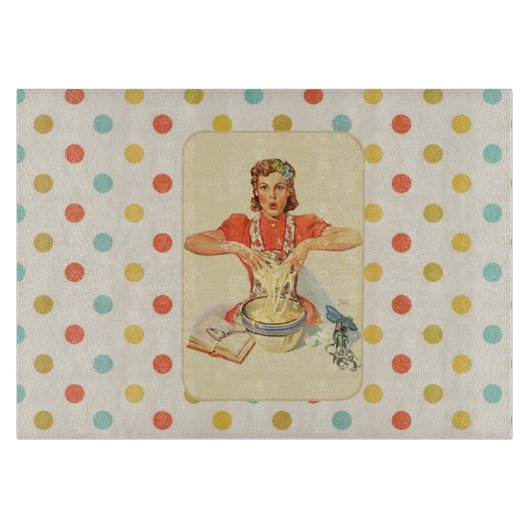 Whimsical Polka Dot Cook Snijplank (Voorkant)