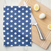 Whimsical Polka Dot Dog Paw Print Blauw Theedoek (Quarter Fold)