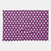 Whimsical Polka Dot Dog Paw Print Paarse Theedoek (Horizontaal)