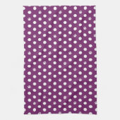Whimsical Polka Dot Dog Paw Print Paarse Theedoek (Verticaal)