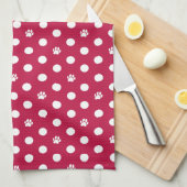 Whimsical Polka Dot Dog Paw Print Rood Theedoek (Quarter Fold)
