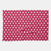 Whimsical Polka Dot Dog Paw Print Rood Theedoek (Horizontaal)