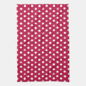 Whimsical Polka Dot Dog Paw Print Rood Theedoek (Verticaal)