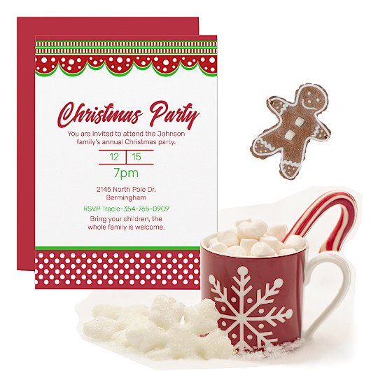 Whimsical Polka Dot Holiday Colour Kerstparty Kaart
