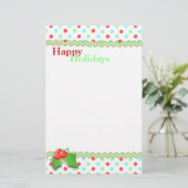 Whimsical Polka Dot Holiday Stationery Briefpapier (Staand voorkant)