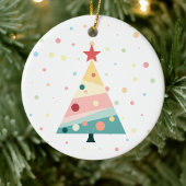 Whimsical Polka Dot Modern Christmas Keramisch Ornament
