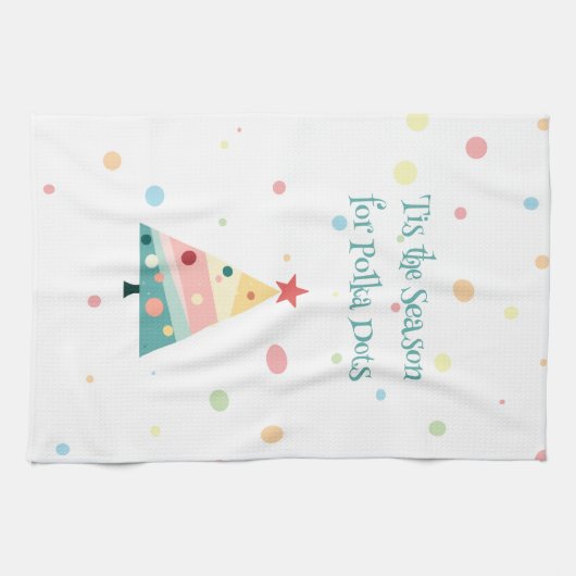 Whimsical Polka Dot Modern Christmas Theedoek (Horizontaal)