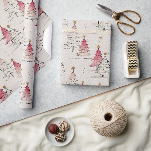 Whimsical Polka Dot Tree Christmas Decor Cadeaupapier (Crafts)