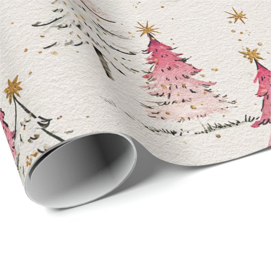 Whimsical Polka Dot Tree Christmas Decor Cadeaupapier (Rol Hoek)