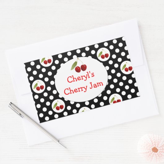 Whimsical Polka Dots and Cherries Label (Envelop)
