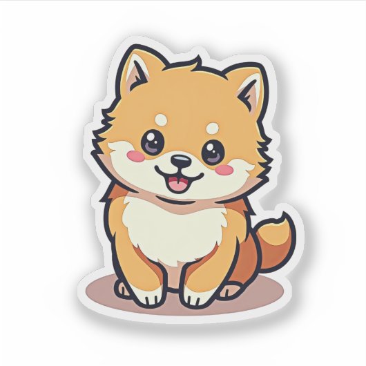 Whimsical Pommeranian, helder en stralend, klein Sticker (Voorkant)