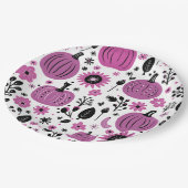 Whimsical pompoen bloemige Thanksgiving Diner Papieren Bordje (Gekanteld)