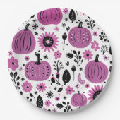 Whimsical pompoen bloemige Thanksgiving Diner Papieren Bordje (Voorkant)